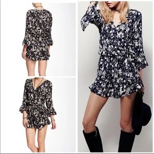 Free People—Multi-color Black Romper, size XS
